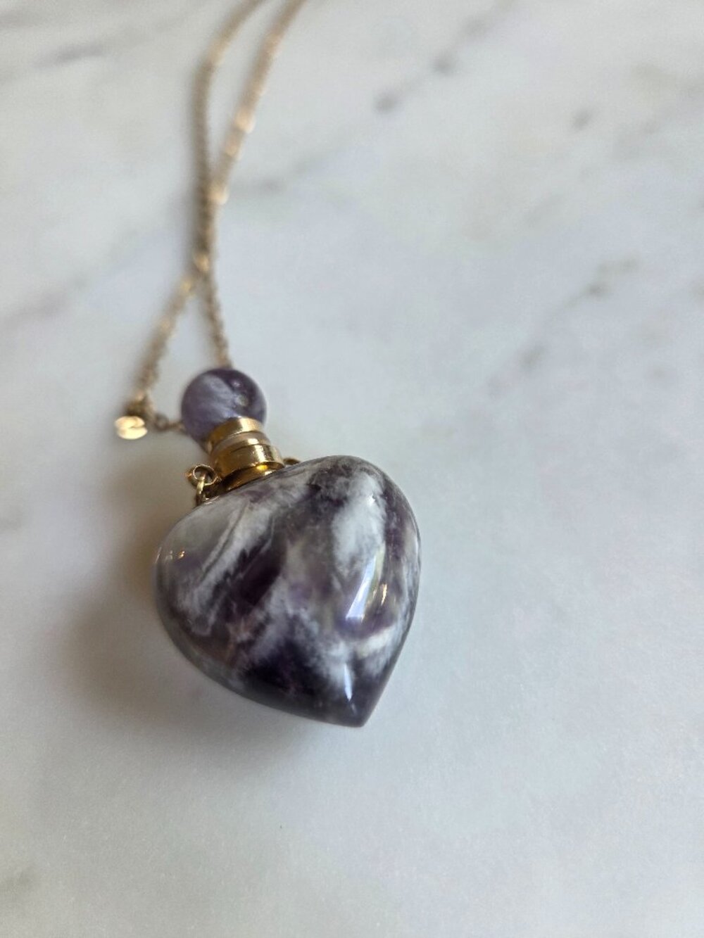 Milky Amethyst Necklace with Gold Colored Chain
